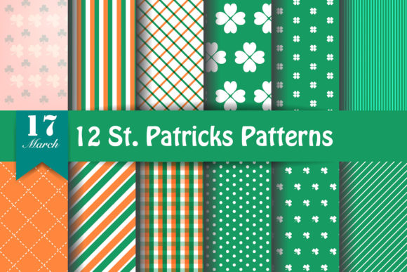 12 St Patrick Theme Geometric Patterns for Graphics and Patterns