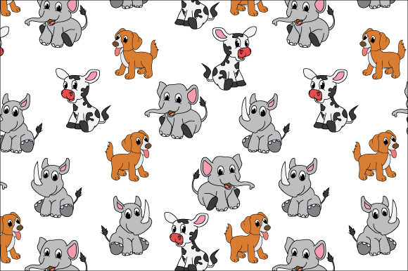 Animal Cartoon Seamless Pattern Graphics for Modern Patterns