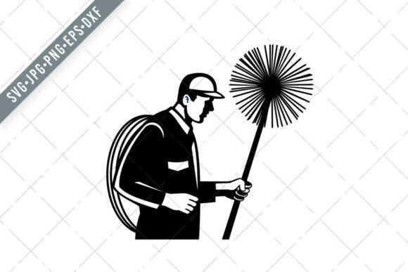 Chimney Sweeper Holding a Sweep Graphics for Illustrations