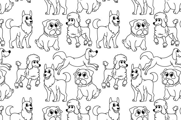 Cute Dog Seamless Pattern, Copy Space for Graphics and Patterns