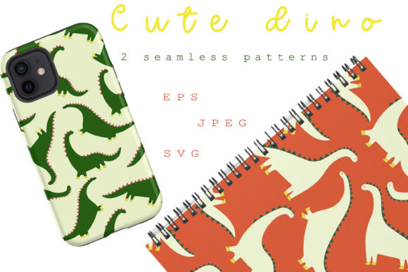 Cute Patterns with Dinosaurs Graphics for Editorial Publishing