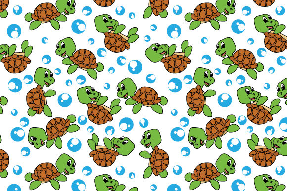 Cute Turtle Cartoon Seamless Pattern