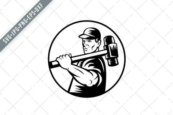 Demolition Worker Sledge Hammer Graphics for Illustrations