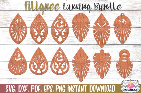 Filigree Earring Template Bundle for Graphics and Patterns