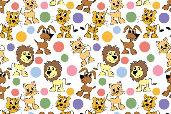 Funny Animal Cartoon Seamless Pattern for Graphics and Patterns