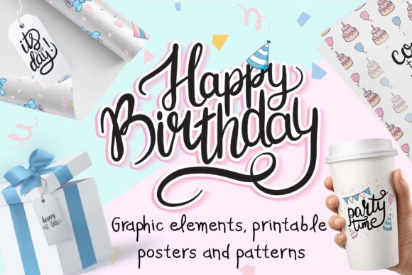 Happy Birthday Graphic Set: Premium Graphics for Print Templates