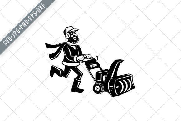Man Pushing a Snow Blower Graphics for Brand Identity