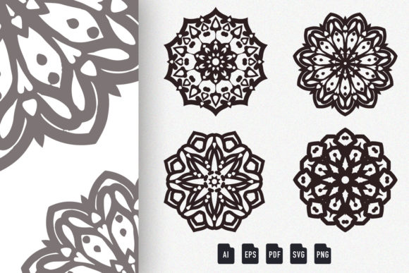 Mandala Ornament Set of 4: Premium Graphics for Patterns