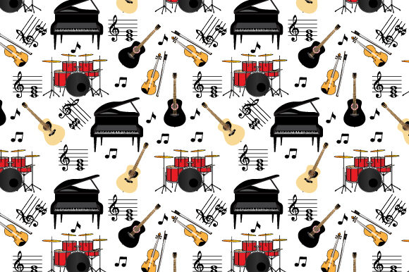 Music Instrumen Seamless Pattern: A Review for Graphics and Patterns