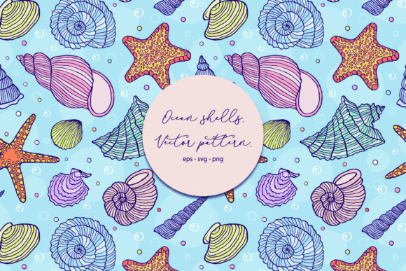 Ocean Shells. Vector Pattern for Graphics and Patterns