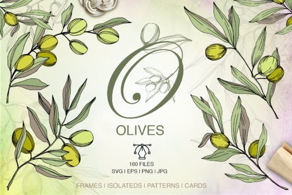 Olives Vector Watercolor Set: Fresh Graphics for Illustrations