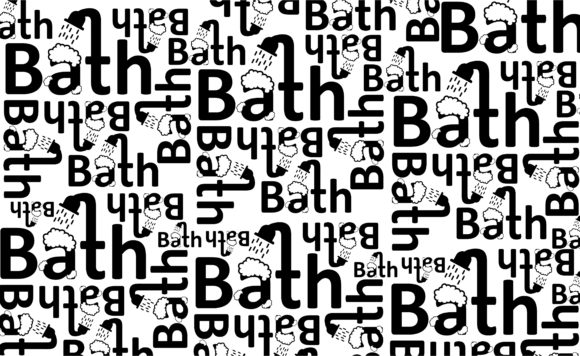 Paper Warp with Bath Typo Pattern Black: Modern Graphics & Patterns