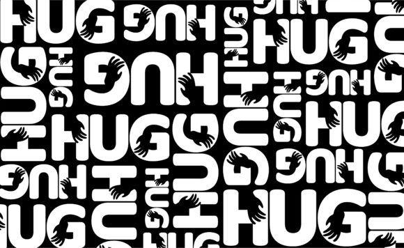 Paper Warp with Hug Pattern White Text: Modern Graphics & Patterns