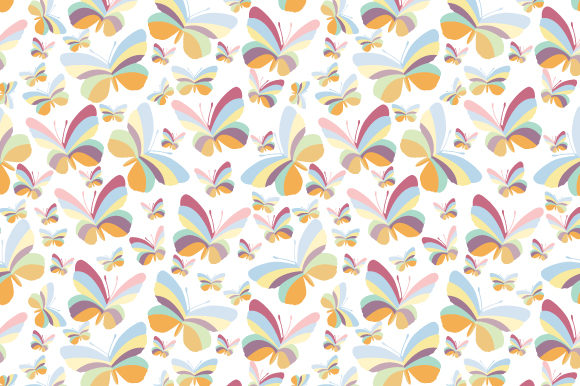 Pattern Design, with Colorful Butterfly Graphics and Patterns