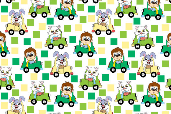 Pattern Design, with Cute Animal Cartoon Graphics for Patterns