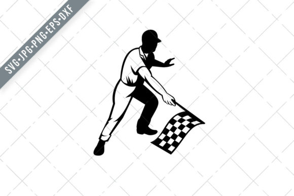 Race Official Waving Checkered Flag Graphics for Branding