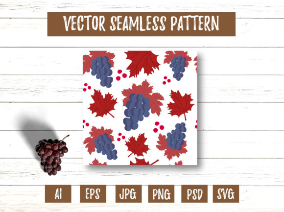 Red Maple Leaves Grape Seamless Pattern: Graphics for Seasonal Crafts