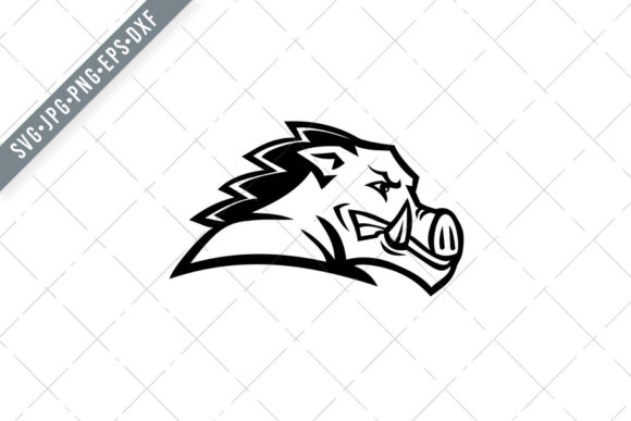 Red Wild Boar or Razorback Head Graphics for Illustrations