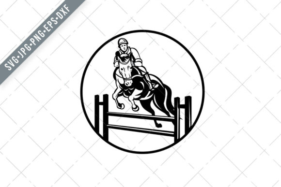 Rider on Horse Show Jumping: Graphics and Illustrations for Editors
