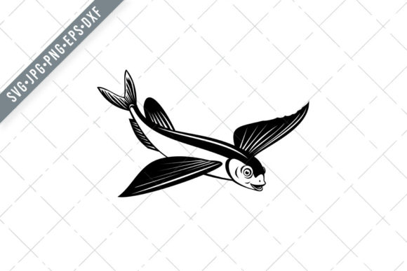 Sailfin Flying Fish or Flying Cod SVG Graphics and Illustrations