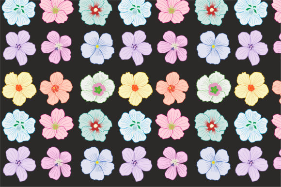 Set Vector Full Color Flowers for Graphics and Patterns