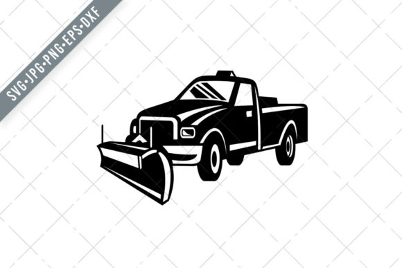 Snow Plow Pick-Up Truck Retro Side Graphics and Illustrations