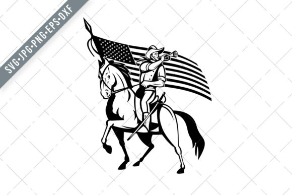 United States Cavalry on Horse Graphics and Illustrations Review