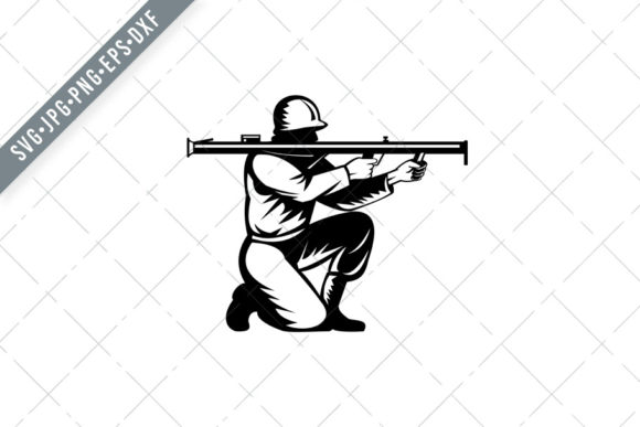 World War Two Soldier Aiming Bazooka Graphics for Editorial Use