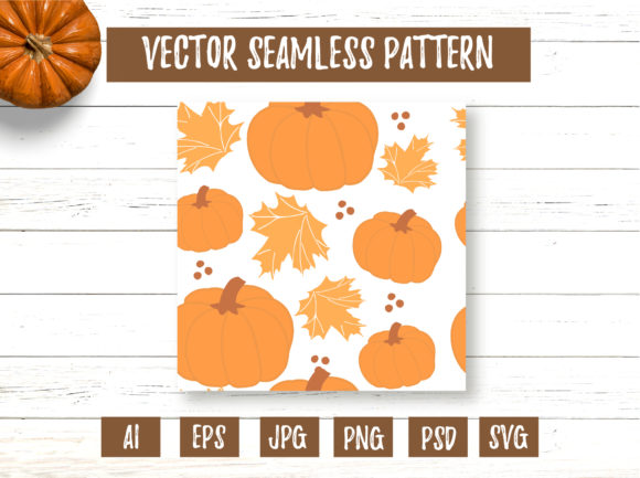 Yellow Maple Leaves and Pumpkin Pattern Graphics for Editorial